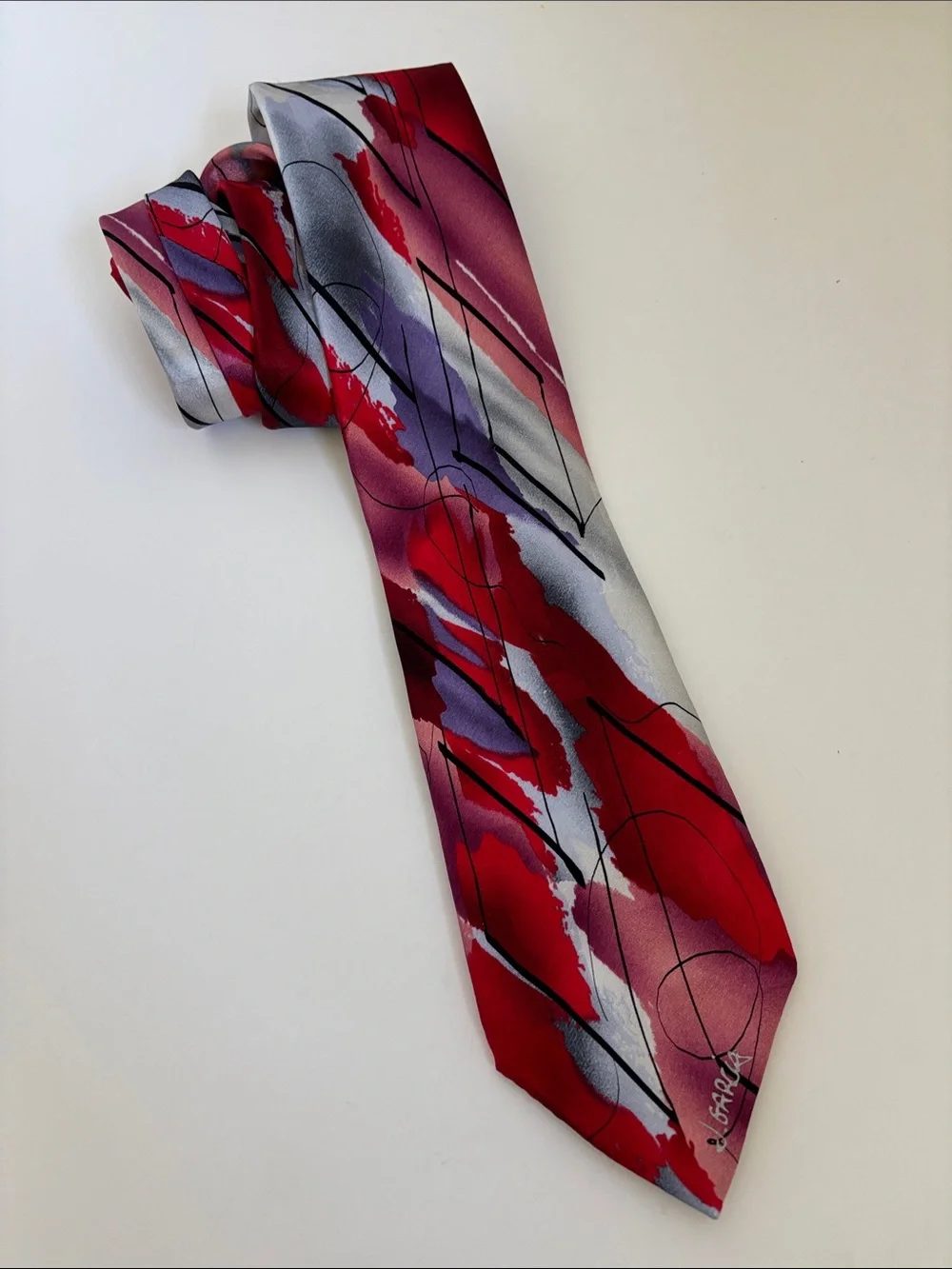 J Garcia Lady With Elsborate Headdress & Geko Limited Collection Silk Neck Tie